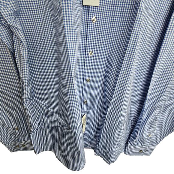 NEW Unlisted Kenneth Cole Dress Shirt Blue White Gingham Checker Men XL Slim Fit - Picture 3 of 10